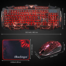 Load image into Gallery viewer, BlueFinger Backlit Gaming Keyboard and Mouse Combo,USB Wired Backlit Keyboard Mouse Game Set,Multimedia Keys,3 Color LED Crack Illumination Keyboard Mouse for Game and Work
