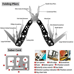 Emergency Survival Kit 37 in 1, Survival Gear Tool Kit SOS Survival Tool Emergency Blanket Tactical Pen Flashlight Pliers Wire Saw for Wilderness Camping Hiking First Aid Survival Kit for Earthquake