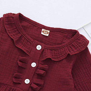 Baby Girl Outfits 6-9 Months Infant Baby Clothes Red Ruffle Sleeve Shirt Toddler Ripped Jeans Denim Pants Set 6-12 Months Girl Clothes