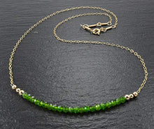 Load image into Gallery viewer, Chrome Diopside &amp; 14k Gold Filled Necklace - Gold Filled Gemstone Necklaces for Women - Made in Alaska

