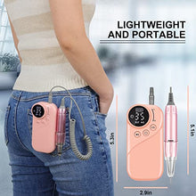 Load image into Gallery viewer, Rechargeable Nail Drill Electric Nail File, Professional 35000RPM Nail Drills for Acrylic Nails, Portable Electric E File for Gel Nails, Manicure Pedicure Polishing Shape Tools with 11Pcs Drill Bits
