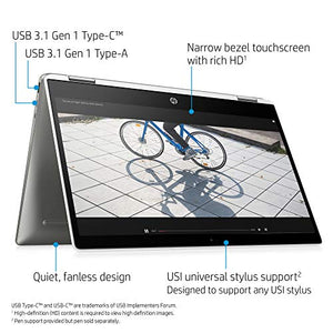 HP 14b-ca0010nr Chromebook X360 14-Inch HD Touchscreen Laptop, Chrome (Ceramic White/Mineral Silver)