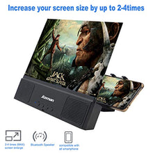 Load image into Gallery viewer, jteman 12&#39;&#39; 3D Mobile Phone Screen Magnifier with Bluetooth Speaker, HD Protable Movies Amplifier with Foldable Holder Stand, Support iPhone Xs Max/X / 8/8 Plus and Android All Smartphones
