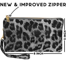 Load image into Gallery viewer, Humble Chic Vegan Leather Wristlet Wallets for Women, Phone Clutch or Small Purse Crossbody Bag, Black &amp; White Leopard Print, Dark Grey, Light Gray, Monochrome, Neutral, Animal Printed, Cheetah
