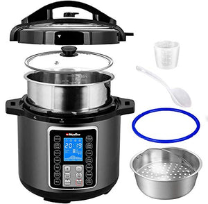 Mueller UltraPot 6Q Pressure Cooker Instant Crock 10 in 1 Pot with German ThermaV Tech, Cook 2 Dishes at Once, BONUS Tempered Glass Lid incl, Saute, Steamer, Slow, Rice, Yogurt, Maker, Sterilizer