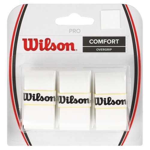 Wilson Tennis Racquet Pro Over Grip, White, Pack of 3