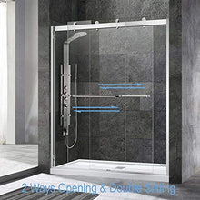 Load image into Gallery viewer, WOODBRIDGE SDD6076-B Frameless Shower Doors 56-60" Width x 76" Height with 3/8"(10mm) Clear Tempered Glass, 2 Ways Opening &amp; Double Sliding Nickel Finish, Brushed Nickle
