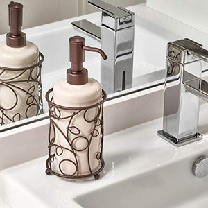 iDesign Twigz Ceramic and Metal Liquid Soap Pump and Lotion Dispenser for Kitchen, Bathroom, Sink, Vanity, 4.5" x 4.5" x 8.5", Vanilla and Bronze