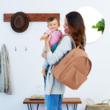 Load image into Gallery viewer, Skip Hop Diaper Bag Backpack: Greenwich Multi-Function Baby Travel Bag with Changing Pad and Stroller Straps, Vegan Leather, Caramel
