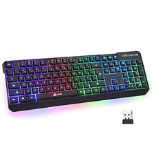 Load image into Gallery viewer, KLIM Chroma Rechargeable Wireless Gaming Keyboard + Slim, Durable, Ergonomic, Quiet, Waterproof, Silent Keys + Backlit Wireless Keyboard for PC PS4 Xbox One Mac + Teclado Gamer + New 2022 Version
