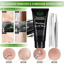 Load image into Gallery viewer, Blackhead Remover Mask, Blackhead Peel Off Face Mask 3-in-1 Blackhead Remover Charcoal Mask with Blackhead &amp; Pimple Comedone Extractors and Silicone Brush,Deep Cleansing Black Mask
