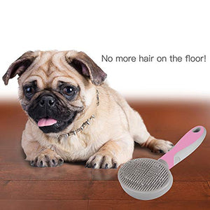Hesiry Cat Brush Pet Soft Brush for Shedding Removes Loose Undercoat,Slicker Brush for Dog Massage-Self Cleaning