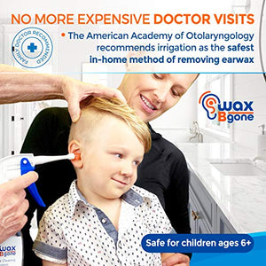WaxBgone Ear Wax Removal Kit with Earwax Drops and SoftSpray Ear Irrigation Tips for Safe and Effective Earwax Removal - Complete Ear Cleaning Kit for Adults and Kids