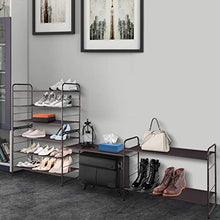 Load image into Gallery viewer, Simple Trending 3-Tier Stackable Shoe Rack, Expandable &amp; Adjustable Fabric Shoe Shelf Storage Organizer, Bronze
