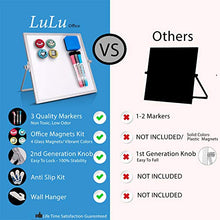 Load image into Gallery viewer, Small Dry Erase White Board - Desktop Whiteboard 10"X10" with Stand, 3 Markers, 4 Magnets &amp; Eraser - Tabletop Double-Sided Portable Mini White Board Easel for Office Desk, Kids Home School Students
