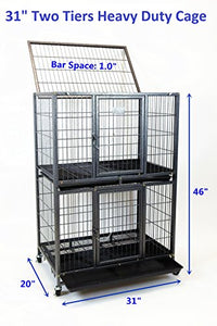 Homey Pet New 31" Pet Crate and Durable Plastic Black Tray (Cage)