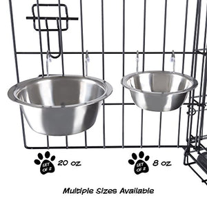 Stainless Steel Hanging Pet Bowls for Dogs and Cats- Cage, Kennel, and Crate Feeder Dish for Food and Water- Set of 2, 8 oz Each By PETMAKER