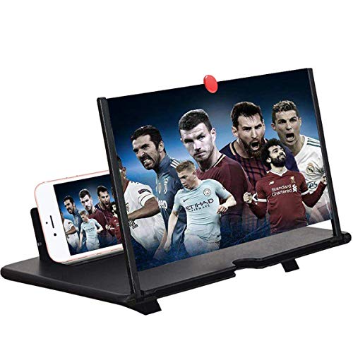 12'' 3D Screen Magnifier for Cell Phone, HD Smart Phones Screen Enlarger Projector Movie Amplifier with Foldable Stand for iPhone Xs/XR/X/8/8 Plus/7/7 Plus/6S Samsung Galaxy S7 and All Mobile Phones