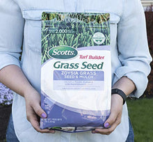 Load image into Gallery viewer, Scotts Turf Builder Grass Seed Zoysia Grass Seed and Mulch, 5 lb. - Full Sun and Light Shade - Thrives in Heat &amp; Drought - Grows a Tough, Durable, Low-Maintenance Lawn - Seeds up to 2,000 sq. ft.
