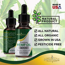 Load image into Gallery viewer, Hemp Oil Extract - 2 Pack - New Age 1000 - Grown &amp; Made in USA - Natural Hemp Drops - Helps with Sleep, Skin &amp; Hair (Mint 1000mg)
