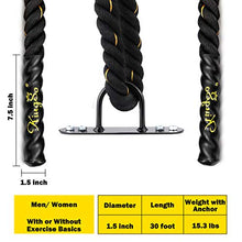 Load image into Gallery viewer, KINGSO Battle Rope 1.5 Inch Heavy Battle Exercise Training Rope 30ft Length Workout Rope 100% Dacron Fitness Rope for Strength Training Home Gym Outdoor Cardio Workout, Anchor Included
