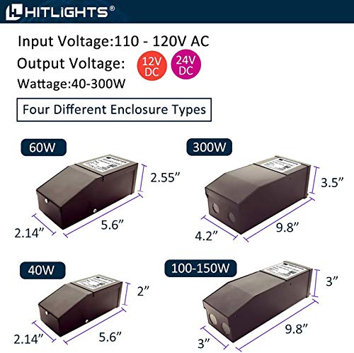 Load image into Gallery viewer, HitLights 40 Watt Dimmable LED Driver, 12V Magnetic Power Supply - 110V AC - 12V DC LED Transformer. Compatible with Lutron and Leviton for LED Strip Lights, Constant Voltage LED Products