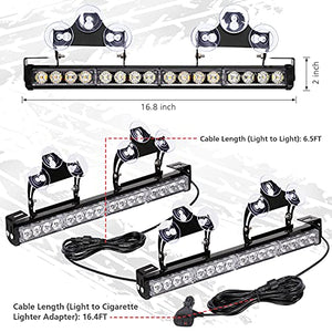 Linkitom 2 In 1 Emergency LED Traffic Advisor Strobe Light Bar, 23 Flash Patterns 32LED Interior Safety Warning Hazard Flashing Lights for Roof/Dash/Front/Rear Windshield (Amber/White)