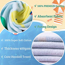 Load image into Gallery viewer, VOOVA &amp; MOVAS Beach Bath Towel with Hood for Kids Toddlers Boys Girls 2 to 7 Years,Oversize Extra Size 50&quot;x30&quot;,Super Soft Absorbent Cotton for Bath/Pool/Beach Swim Coverups Bathrobe,Dinosaur Theme
