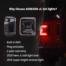 Load image into Gallery viewer, AUDEXEN LED Tail Lights Compatible with Jeep Wrangler JL 2018-2021, 20W Reverse Lights, Built-in EMC, Unique"C" Shaped Design, DOT Compliant, Black Lens, 2 PCS
