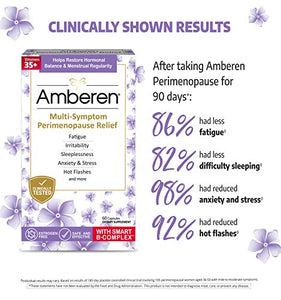 Amberen Peri: Safe Multi-Symptom Perimenopause Relief | Helps Restore Menstrual Regularity & Hormonal Balance | Relieves Fatigue, Stress, Hot Flashes, Anxiety & More - 3 Month Supply