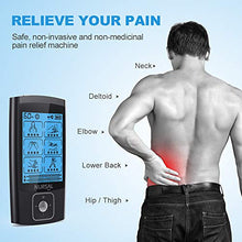 Load image into Gallery viewer, NURSAL Dual Channel EMS TENS Unit 24 Modes Muscle Stimulator for Pain Relief &amp; Muscle Strength with 14 Pads, Rechargeable TENS Machine Pulse Massager with Storage Pouch/Pads Holder/Lanyard/Cable Ties
