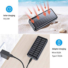 Load image into Gallery viewer, Solar Power Bank 30,000mAh, Minrise Portable Charger, Solar Charger Power Bank with 2 USB Outputs, External Battery Pack for Outdoor Activities Compatible for iPhone, Smartphones etc.
