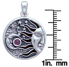 Load image into Gallery viewer, Jewelry Trends Sterling Silver with Amethyst Celestial Sun Moon Stars Pendant
