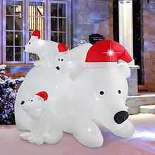 Load image into Gallery viewer, ShinyDec 6FT Polar Bear and Cubs Christmas Decoration Fun Santa Hats &amp; Internal LED Lights, New Holiday Yard Inflatable for 2021, White
