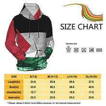 Load image into Gallery viewer, Palestine Flag Print Hoodies Kids 3D Print Sweatshirts Long Sleeve Pullover Hoodies with Pocket for Teen Boys and Girls Black

