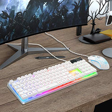 Load image into Gallery viewer, Gaming Keyboard and Mouse Combo, K1 LED Rainbow Backlit Keyboard with 104 Key Computer PC Gaming Keyboard for PC/Laptop(White)
