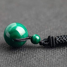 Load image into Gallery viewer, iSTONE Unisex Genuine Round Gemstone Beads Malachite Pendant Necklace with Adjustable Nylon Cord 24 Inch
