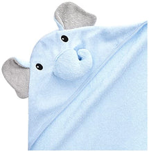 Load image into Gallery viewer, Hudson Baby Unisex Baby Cotton Animal Face Hooded Towel, Light Blue Elephant, One Size
