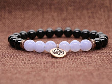 Load image into Gallery viewer, COAI Womens Lotus Tourmaline Blue Lace Agate Stone Bracelet
