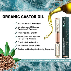 USDA Organic Castor Oil for Eyelashes and Eyebrows - All Natural Cold Pressed Castor Oil Eyelash Growth Serum with Mascara Tube - Caster Oil Eyebrow Growth Serum Eyelash Conditioner Lash Boost Serum