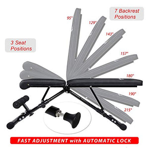FLYBIRD Weight Bench, Adjustable Strength Training Bench for Full Body Workout with Fast Folding- 2020 Version
