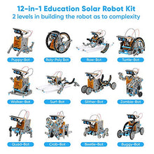 Load image into Gallery viewer, Sillbird STEM 12-in-1 Education Solar Robot Toys -190 Pieces DIY Building Science Experiment Kit for Kids Aged 8-10 and Older,Solar Powered by The Sun
