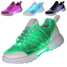 Load image into Gallery viewer, Hotdingding Fiber Optic LED Shoes Light Up Shoes for Women Men USB Charging Flashing Luminous Trainers for Festivals Christmas Party White
