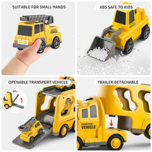 Load image into Gallery viewer, TEMI Construction Truck Toys Cars for Toddlers 3-5 - 7-in-1 Friction Power Vehicle Toy for 3 4 5 6 Year Old Boys, Carrier Transport Trucks for Kids 3-5 Years, Car Toys Set for Age 3-9 Boys &amp; Girls
