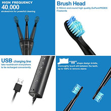 Load image into Gallery viewer, Electric Toothbrush, Sonic Rechargeable Eletronic Toothbrushes for Adults, Electronic Toothbrush with 2 Waterproof Replacement Brush Heads Power Clean as Dentist, Black
