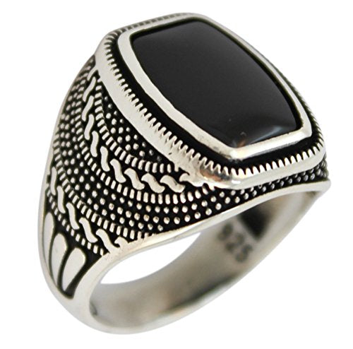 925 Sterling Silver Jewelry Onyx Stone Men Ring (12)