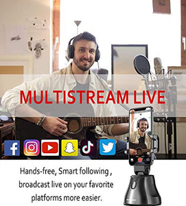 Portable All-in-one Smart Selfie Stick, 360° Rotates Auto Face & Object Tracking Vlog Shooting Smartphone Mount Holder