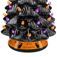 Load image into Gallery viewer, Best Choice Products Pre-Lit 15in Ceramic Tabletop Halloween Tree Holiday Decoration w/Orange &amp; Purple Bulb Lights
