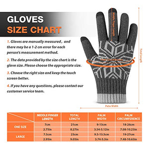 Pvendor Winter Gloves Touch Screen Warm Knit Gloves, Soft Wool Lining Elastic Cuff, Anti-Slip Rubber Design Warm Gloves for Men Women(Gray, OneSize)