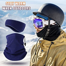 Load image into Gallery viewer, 6 Pieces Winter Neck Gaiters Fleece Neck Warmers Thermal Face Scarf Drawstring Neck Scarf and 6 Pieces Ear Warmers Headbands Ear Muffs Head Wrap Fleece Ear Muffs for Men Women Outdoor Activities
